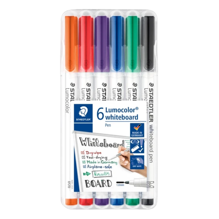Marker Whiteboard Staedtler Lumocolour 1mm Bullet Wallet 6
