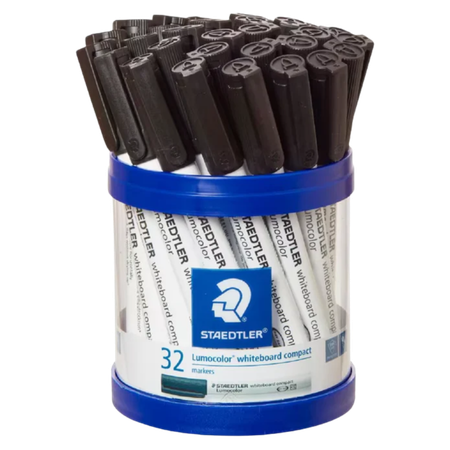 Marker Whiteboard Staedtler Lumocolour Compact Bullet Black Cup 32