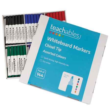 Marker Whiteboard Teachables Chisel Assorted Colours Pack 144