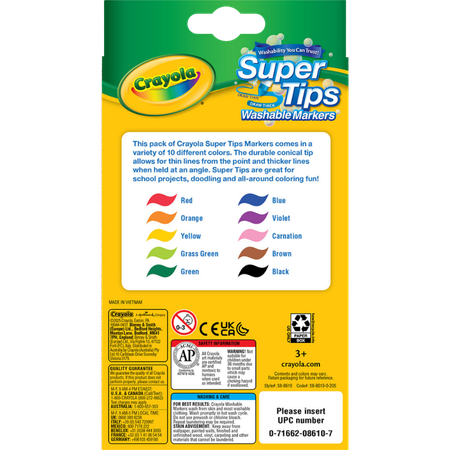 Markers Crayola Super Tip Washable Medium Pack 10
