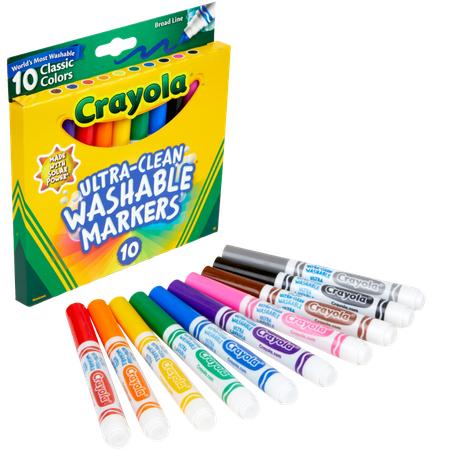 Markers Crayola Ultra-Clean Washable Broad Classic Colours Pack 10