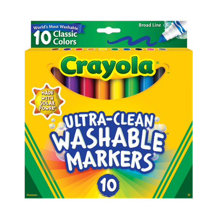 Markers Crayola Ultra-Clean Washable Broad Classic Colours Pack 10
