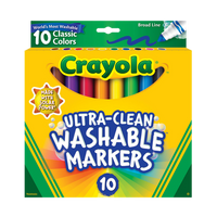 Markers Crayola Ultra-Clean Washable Broad Classic Colours Pack 10