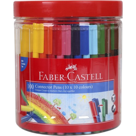 Markers Faber Connectors Tub 100 (10x 10 Colours)