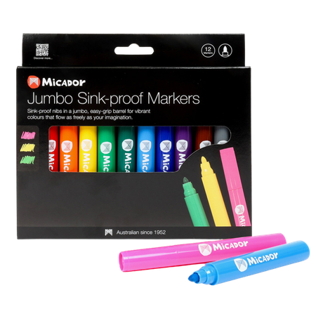 Markers Micador Jumbo Sink-proof Pack 12