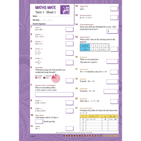 Maths Mate 9 Student Pad 6th Edition Mauve