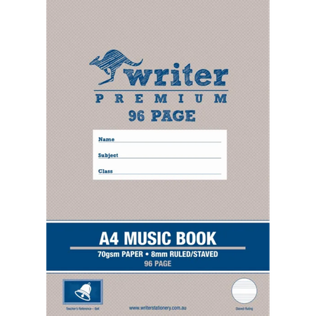 Music Book Writer A4 8mm Ruled & Staved 96pg Bell