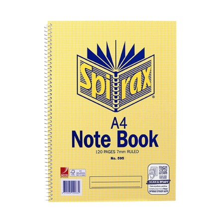 Note Book Spirax 595 A4 Spiral S/O 120pg