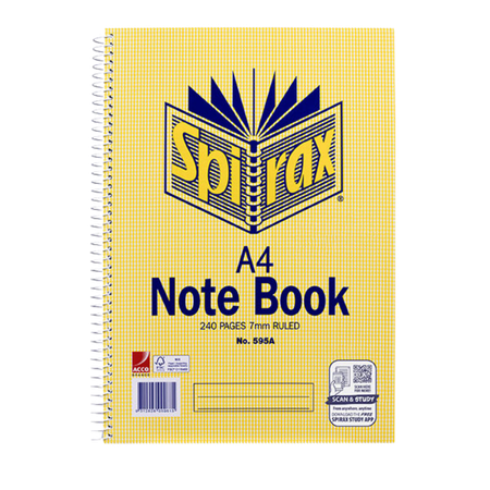Note Book Spirax 595A A4 Spiral S/O 240pg