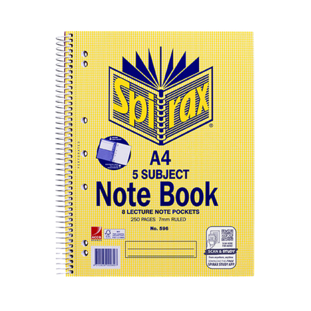 Note Book Spirax 596 A4 Spiral S/O 5 Subject 250pg