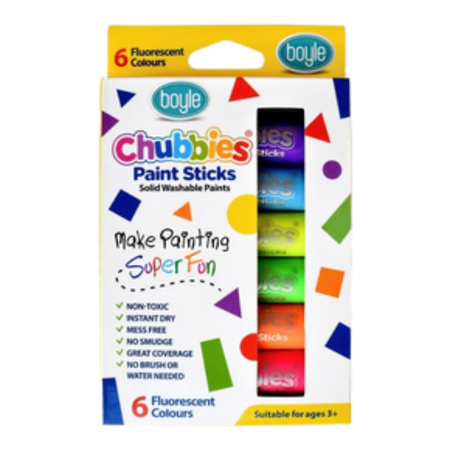 Paint Sticks Chubbies Washable Fluroescent Pack of 6