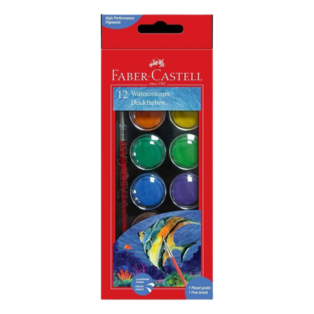 Paint Watercolour Faber Pan 12 Colours