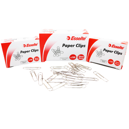 Paper Clips Esselte 33mm Large Round Pack 100 Silver