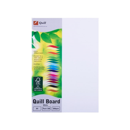 Pasteboard Quill Acid Free 200GSM A4 White Pack 100
