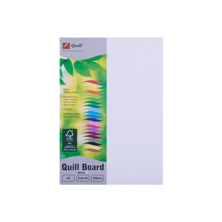 Pasteboard Quill Acid Free 200GSM A4 White Pack 50