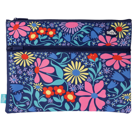 Pencil Case Spencil A4 Twin Zip Flower Fun