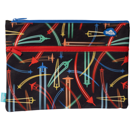 Pencil Case Spencil A4 Twin Zip Jet Planes