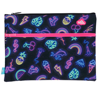 Pencil Case Spencil A4 Twin Zip Neon Party