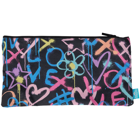 Pencil Case Spencil Rectangle Twin Zip Hearts & Crosses
