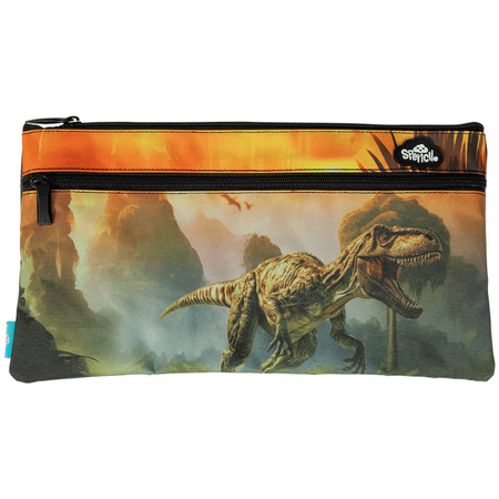 Pencil Case Spencil Rectangle Twin Zip Jurassic Kingdom