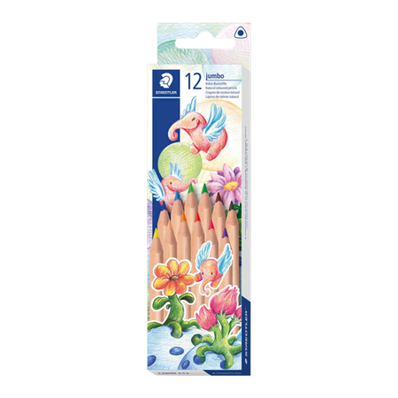 Pencil Coloured Staedtler Natural Jumbo Triangular Pack 12