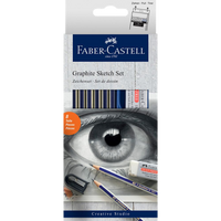 Pencil Faber Creative Studio Mixed Media Sketch Set 8 (Includes 2H, HB, B, 2B, 4B, 6B, 1 Eraser & 1 sharpener)