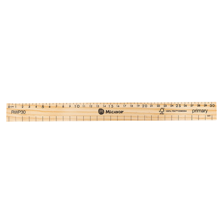 Ruler Micador 30cm Wooden Primary cm only