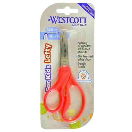 Scissors Westcott Antimicrobial 127mm Left Handed Red