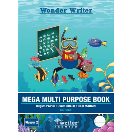 Scrapbook Wonder Writer 330x245mm 80gsm Mega Multi Purpose Book 8mm Ruled 64pg with Red Margin