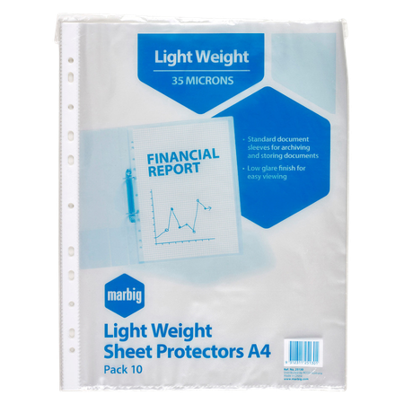 Sheet Protectors Marbig Lightweight A4 Pack 10
