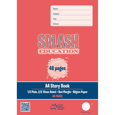 Story Book Splash A4 1/3 Plain - 2/3 12mm Ruled 48pg with Margin