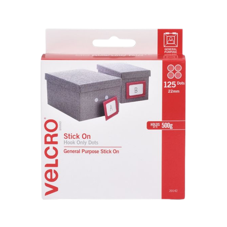 Velcro Spot 22mm Hook Only White Box 125