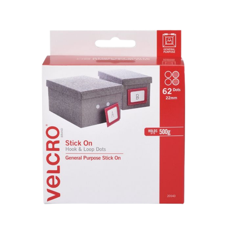 Velcro Spot 22mm Hook & Loop White Box 62