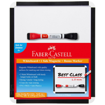Whiteboard Faber Magnetic 31x25cm with Duo Pen Carton 24