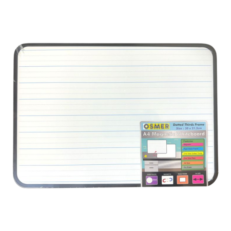 Whiteboard Osmer A4 Magnetic Plain & 24mm Dotted Thirds
