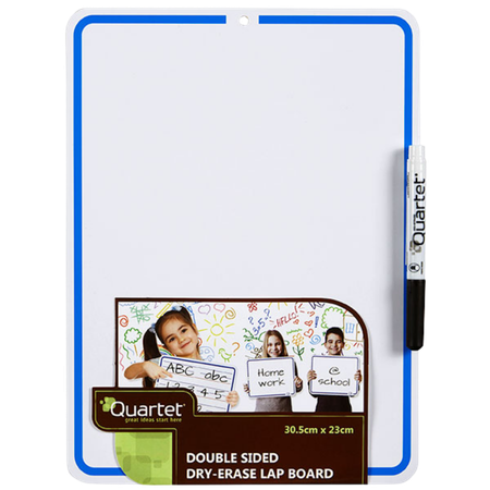 Whiteboard Quartet Lap Board 23x30.5cm Double Sided with Pen Pack 10