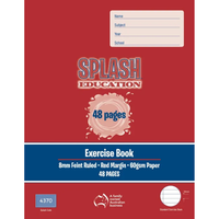 Exercise Book Splash 225x175 8mm Ruled 48pg with Margin