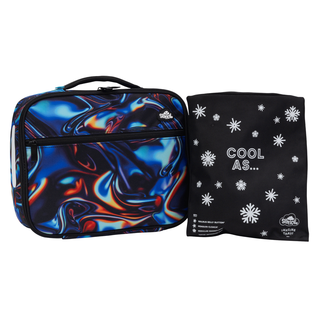 Lunch Box Spencil Big Cooler Bag + Big Chill Pack Metallic Waves