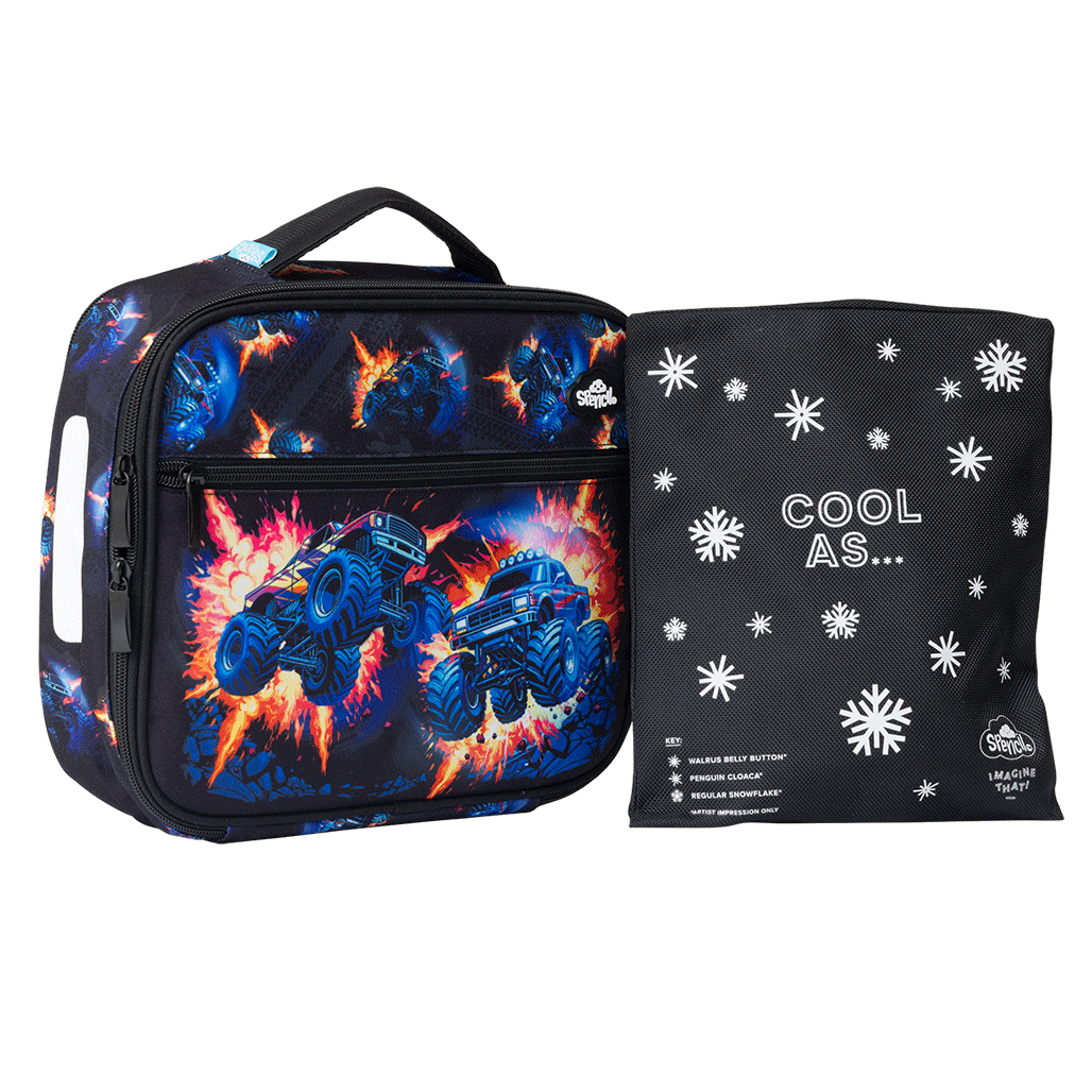 Lunch Box Spencil Big Cooler Bag + Big Chill Pack Monster Blaze